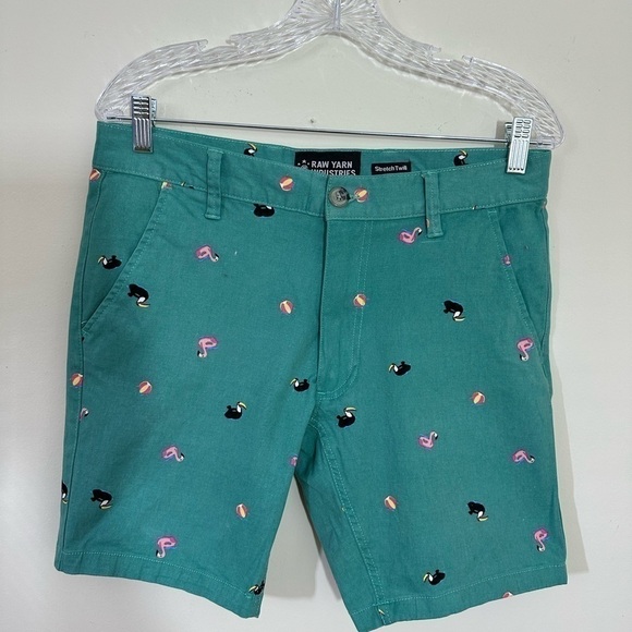 Raw Yarn. Industry sz 30” men shorts classy style green with a summer design - Picture 1 of 13